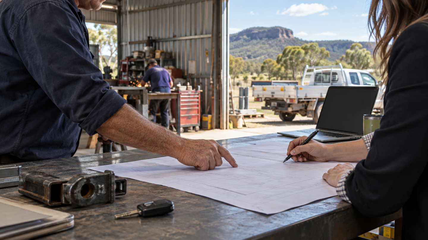 Regional New South Wales business storefront with financial planning materials